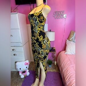 ✅new Elegant Black and Gold Dress